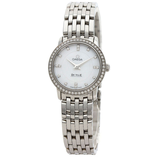 OMEGA Watches Quartz 413.15.27.60.55.001 Stainless Steel , Stainless Steel Silver De Ville Prestige Diamond White shell dial Women Used Authentic
