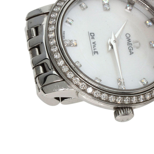 OMEGA Watches Quartz 413.15.27.60.55.001 Stainless Steel , Stainless Steel Silver De Ville Prestige Diamond White shell dial Women Used Authentic