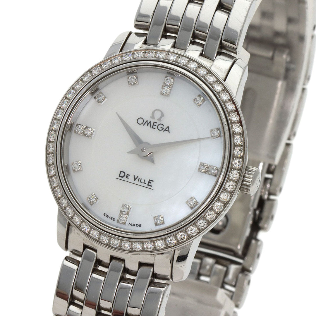 OMEGA Watches Quartz 413.15.27.60.55.001 Stainless Steel , Stainless Steel Silver De Ville Prestige Diamond White shell dial Women Used Authentic