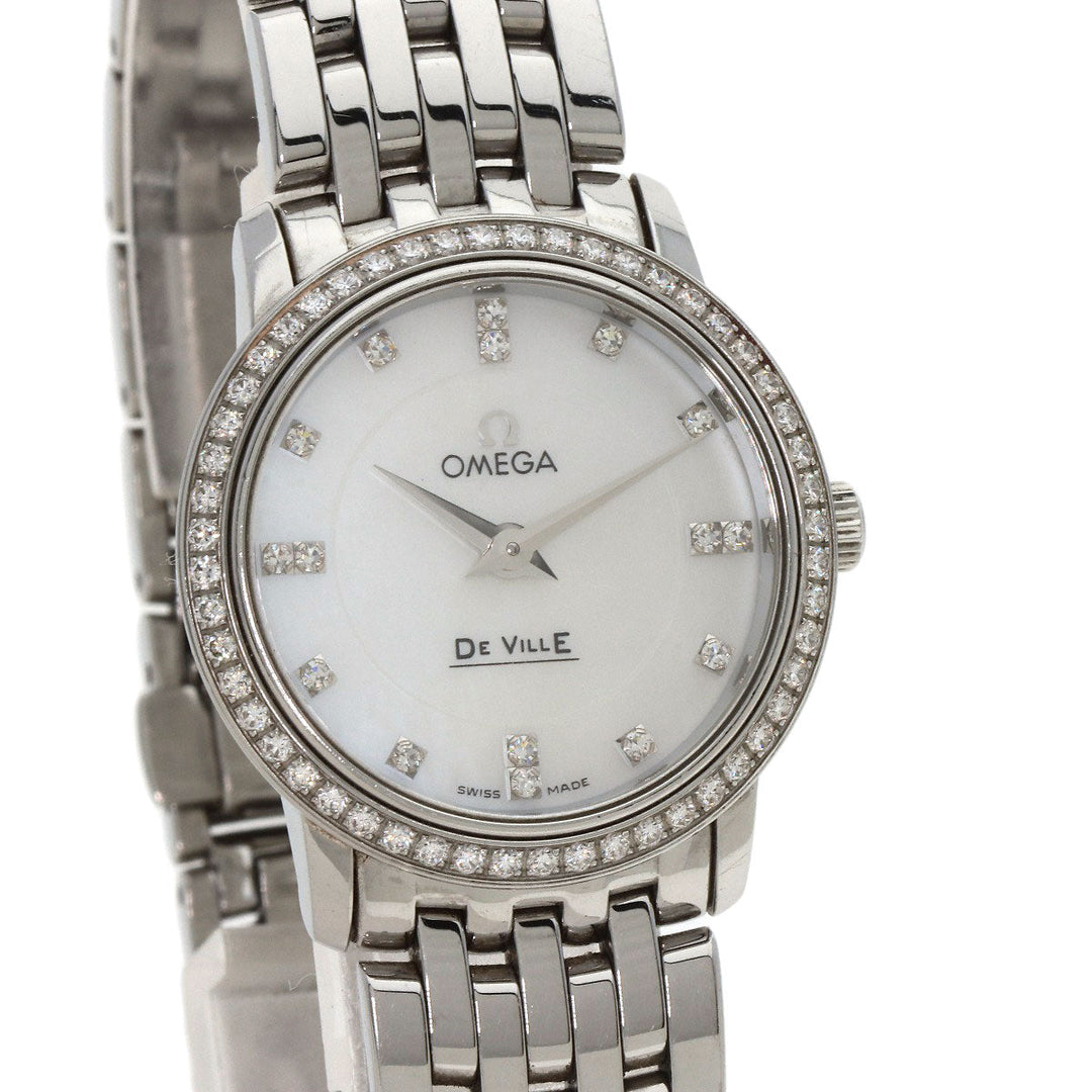OMEGA Watches Quartz 413.15.27.60.55.001 Stainless Steel , Stainless Steel Silver De Ville Prestige Diamond White shell dial Women Used Authentic
