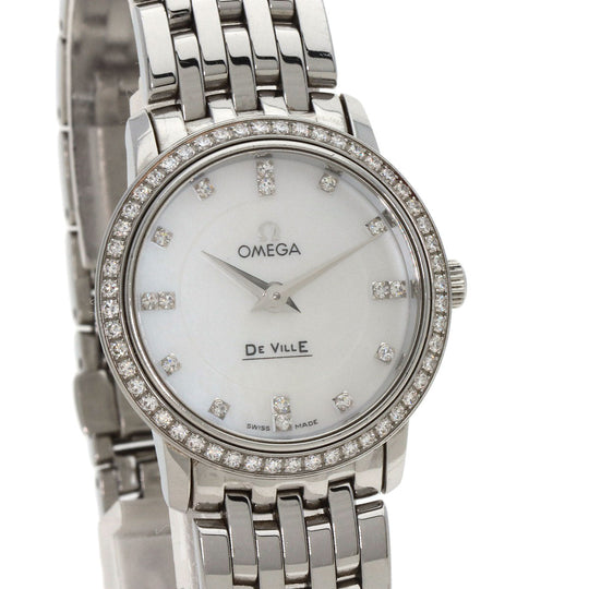OMEGA Watches Quartz 413.15.27.60.55.001 Stainless Steel , Stainless Steel Silver De Ville Prestige Diamond White shell dial Women Used Authentic