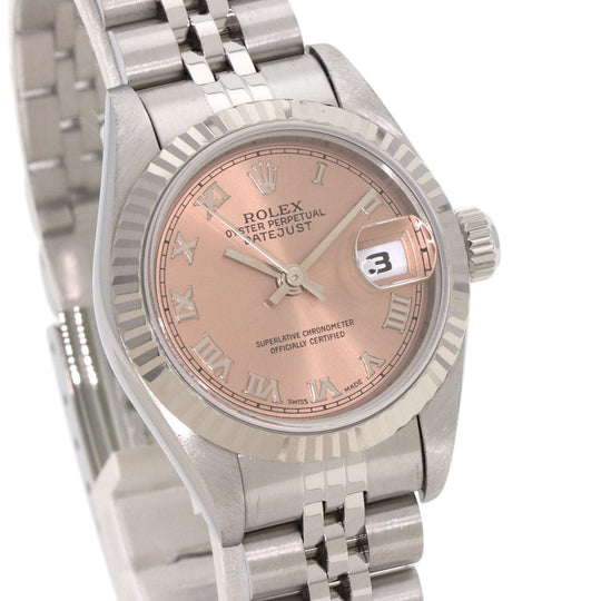 ROLEX Watches Mechanical Automatic 69174 Stainless Steel , Stainless Steel , K18WG Silver Datejust pink dial Women Used Authentic