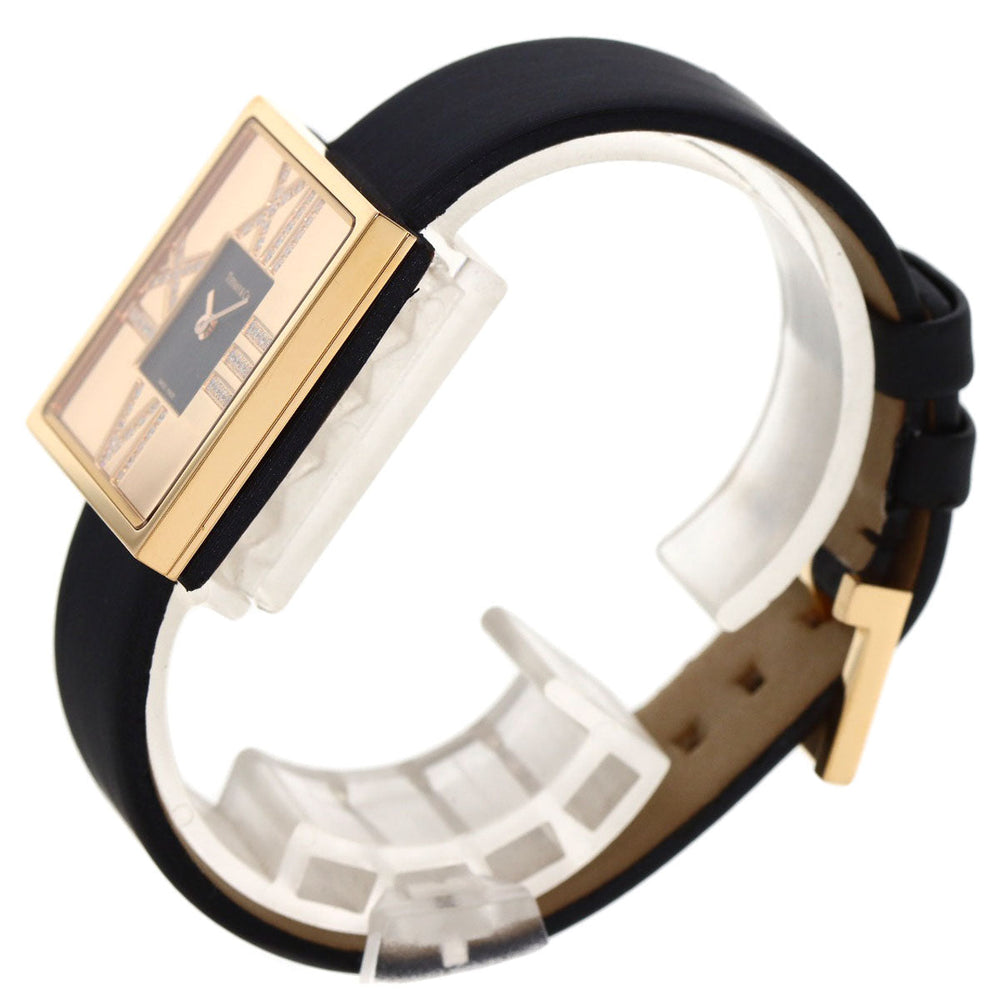 TIFFANY&Co. Watches Quartz Z1950.10.30E10A40E K18YG, Leather x Satin gold Atlas Cocktail Diamond Unused Black x Gold dial Women Used Authentic