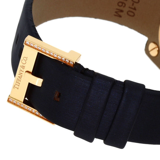 TIFFANY&Co. Watches Quartz Z1950.10.30E10A40E K18YG, Leather x Satin gold Atlas Cocktail Diamond Unused Black x Gold dial Women Used Authentic