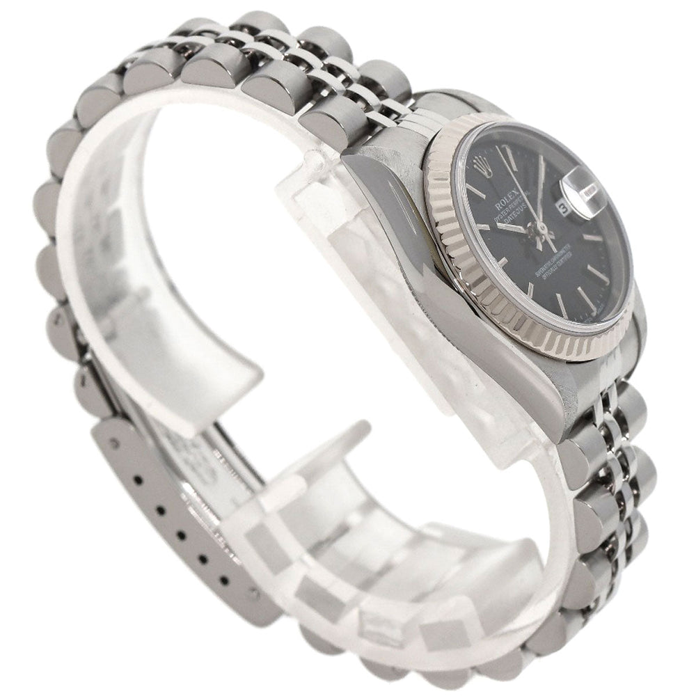 ROLEX Watches Mechanical Automatic 79174 Stainless Steel , Stainless Steel , K18WG Silver Datejust black dial Women Used Authentic