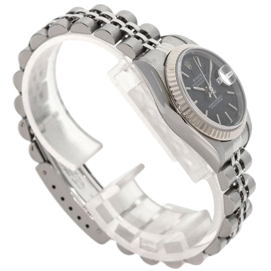 ROLEX Watches Mechanical Automatic 79174 Stainless Steel , Stainless Steel , K18WG Silver Datejust black dial Women Used Authentic