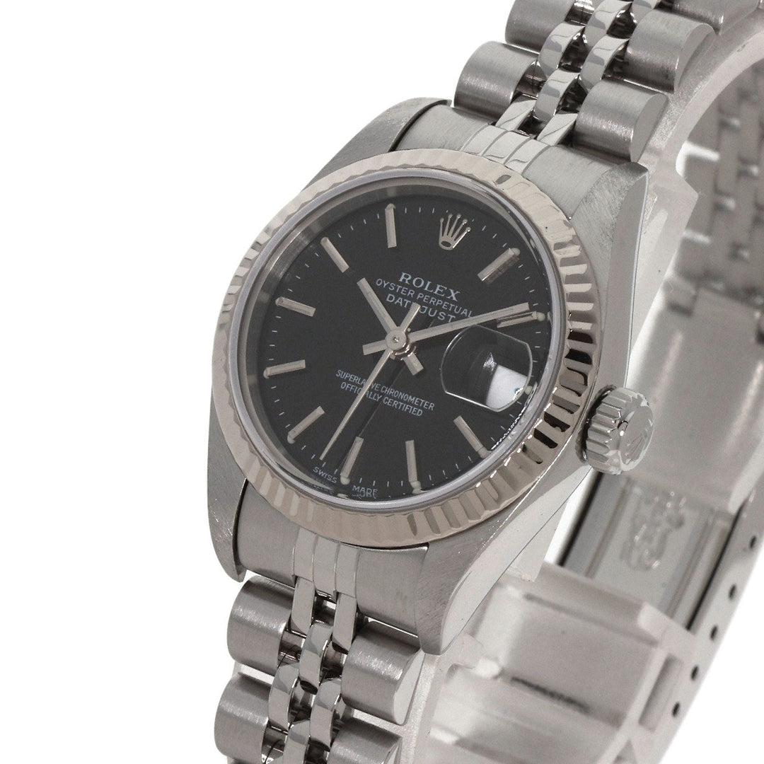 ROLEX Watches Mechanical Automatic 79174 Stainless Steel , Stainless Steel , K18WG Silver Datejust black dial Women Used Authentic