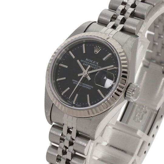 ROLEX Watches Mechanical Automatic 79174 Stainless Steel , Stainless Steel , K18WG Silver Datejust black dial Women Used Authentic