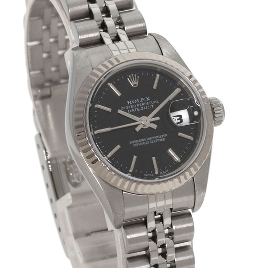 ROLEX Watches Mechanical Automatic 79174 Stainless Steel , Stainless Steel , K18WG Silver Datejust black dial Women Used Authentic