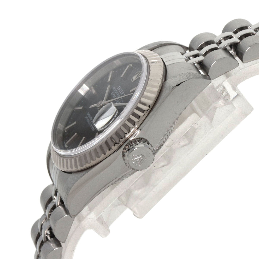 ROLEX Watches Mechanical Automatic 79174 Stainless Steel , Stainless Steel , K18WG Silver Datejust black dial Women Used Authentic