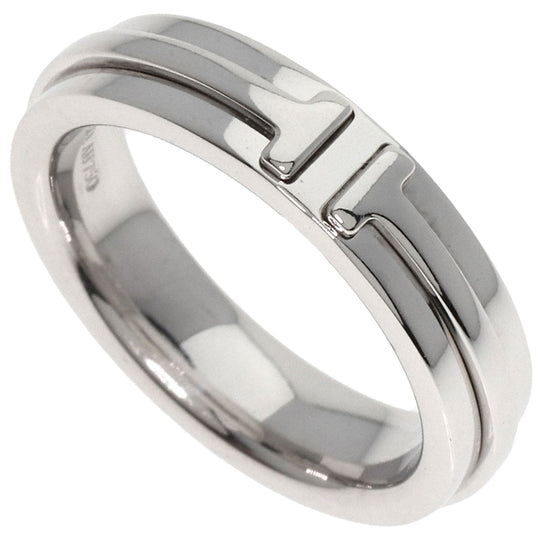 TIFFANY&Co. Ring K18WG Silver T TWO narrow