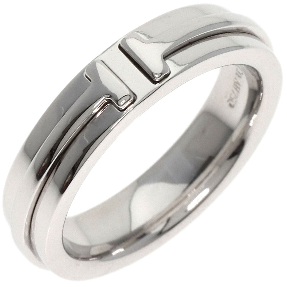 TIFFANY&Co. Ring K18WG Silver T TWO narrow