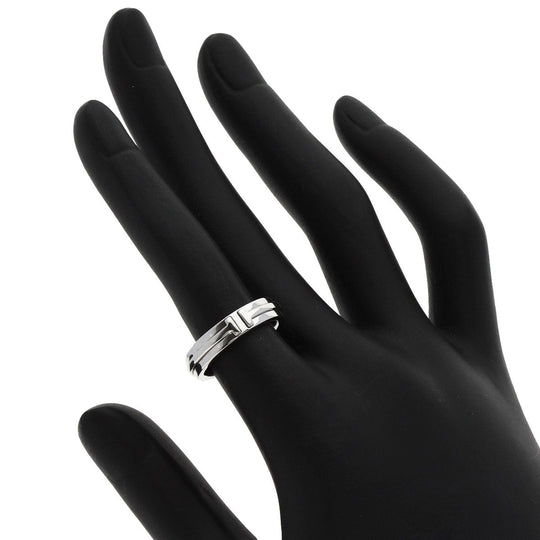 TIFFANY&Co. Ring K18WG Silver T TWO narrow
