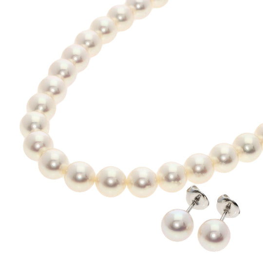 MIKIMOTO Necklace K18WG white Pearl Pierce 2-piece set Women Used Authentic