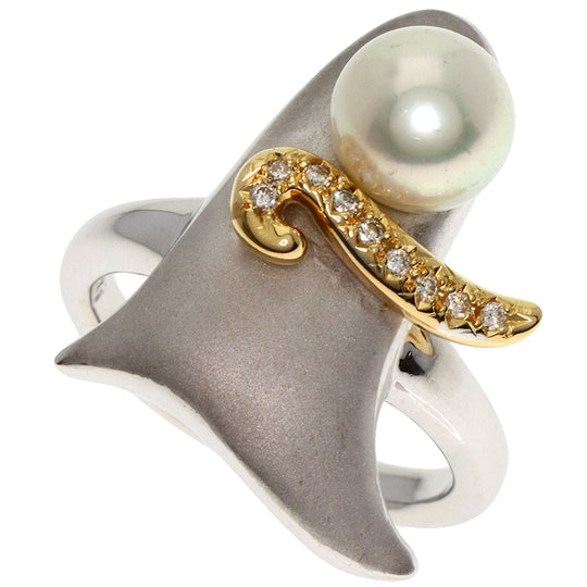 TASAKI Ring K18WG , K18YG Silver Pearl pearl diamond Women Used Authentic
