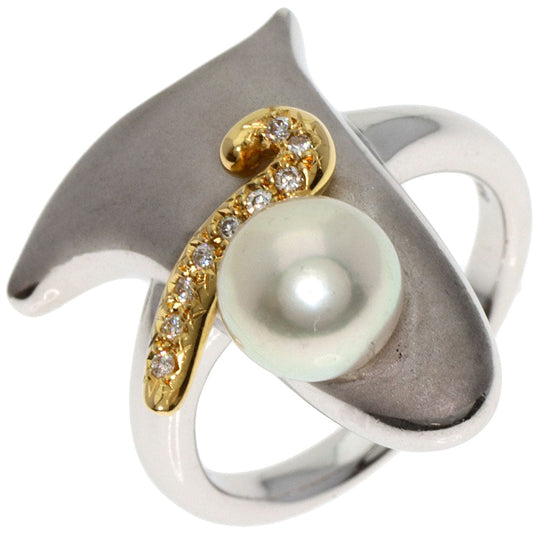 TASAKI Ring K18WG , K18YG Silver Pearl pearl diamond Women Used Authentic