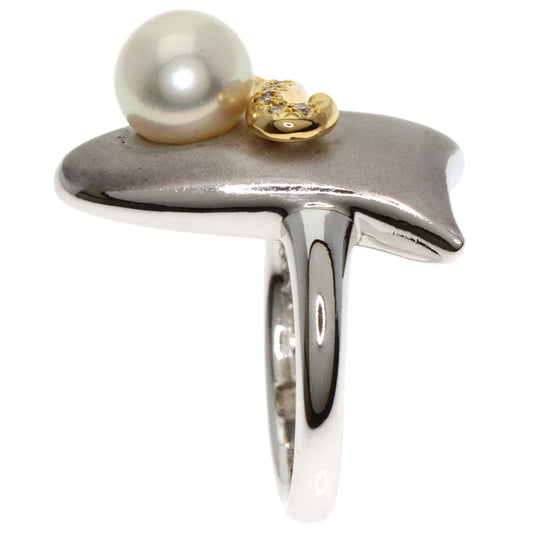 TASAKI Ring K18WG , K18YG Silver Pearl pearl diamond Women Used Authentic