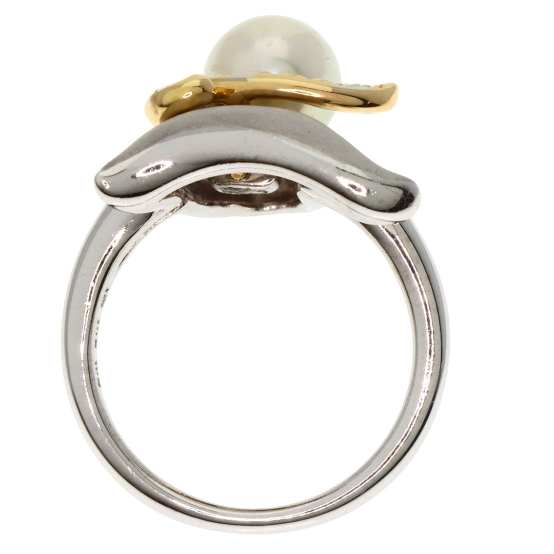 TASAKI Ring K18WG , K18YG Silver Pearl pearl diamond Women Used Authentic