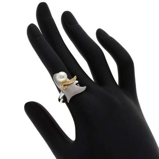 TASAKI Ring K18WG , K18YG Silver Pearl pearl diamond Women Used Authentic