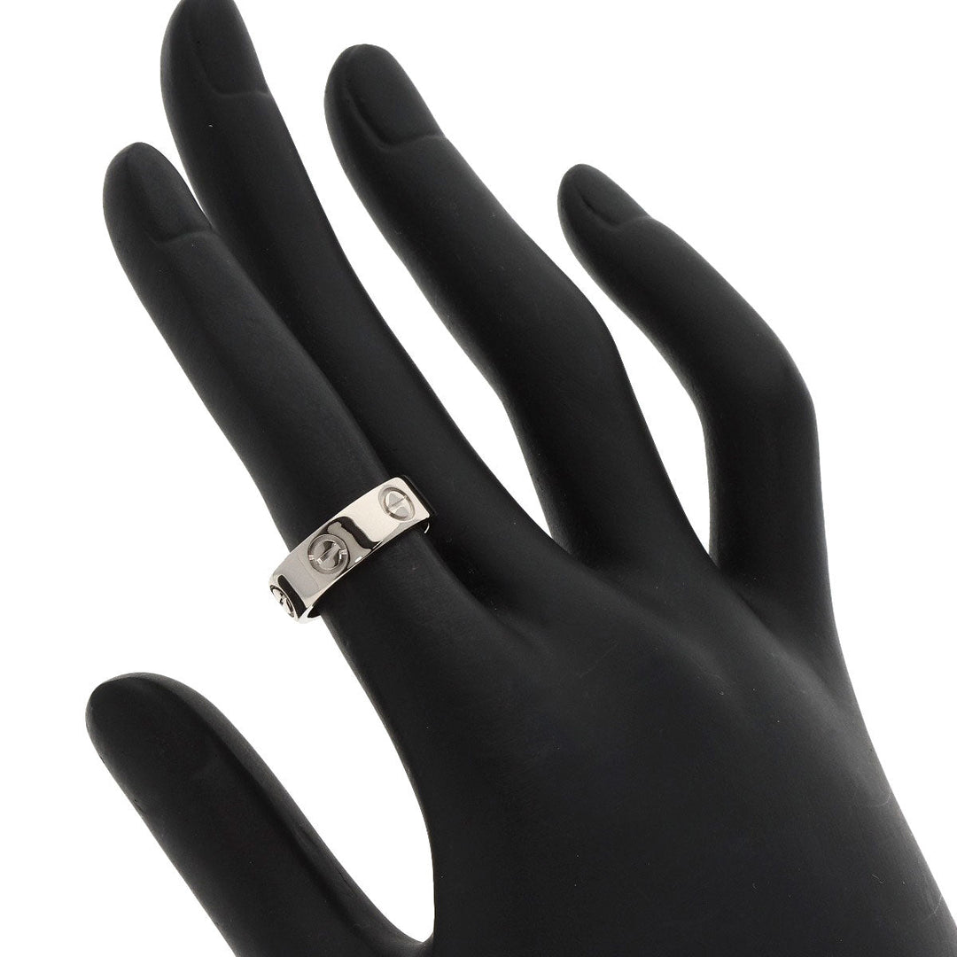 CARTIER Ring K18WG Silver Love Ring #48 Women Used Authentic