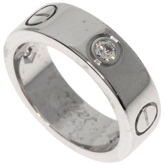 CARTIER Ring K18WG Silver Love Ring 3P Diamond #48 Women Used Authentic