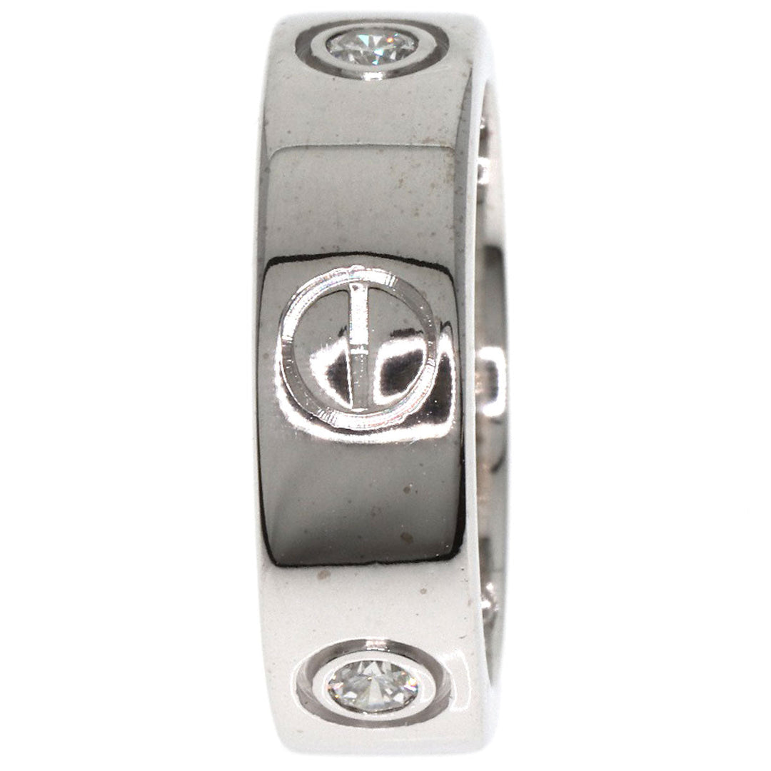 CARTIER Ring K18WG Silver Love Ring 3P Diamond #48 Women Used Authentic