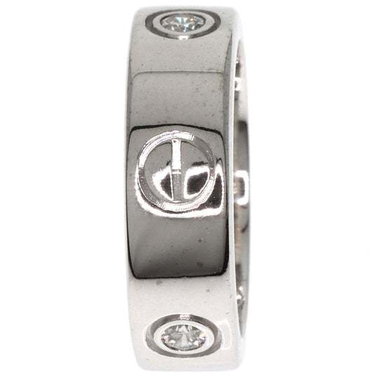 CARTIER Ring K18WG Silver Love Ring 3P Diamond #48 Women Used Authentic
