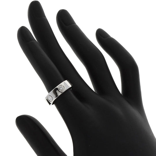 CARTIER Ring K18WG Silver Love Ring 3P Diamond #48 Women Used Authentic