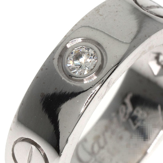 CARTIER Ring K18WG Silver Love Ring 3P Diamond #48 Women Used Authentic