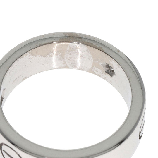 CARTIER Ring K18WG Silver Love Ring 3P Diamond #48 Women Used Authentic