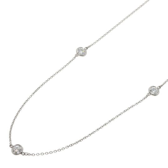TIFFANY&Co. Necklace PT950 Silver By the Yard 5P Diamond