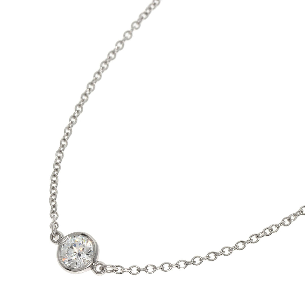 TIFFANY&Co. Necklace PT950 Silver By the Yard 5P Diamond