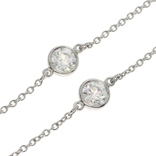 TIFFANY&Co. Necklace PT950 Silver By the Yard 5P Diamond
