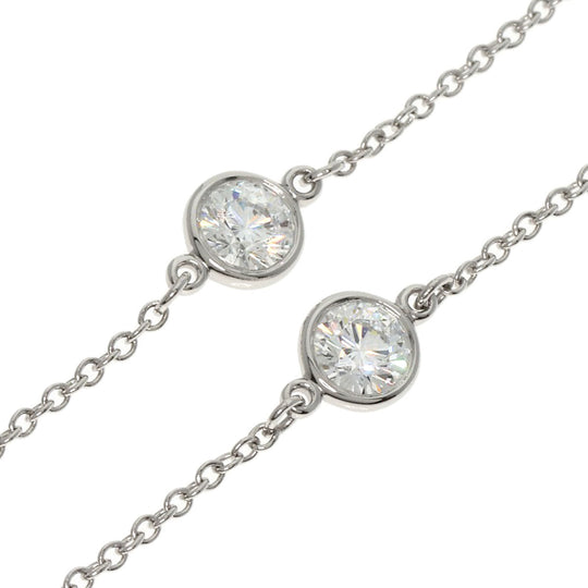 TIFFANY&Co. Necklace PT950 Silver By the Yard 5P Diamond