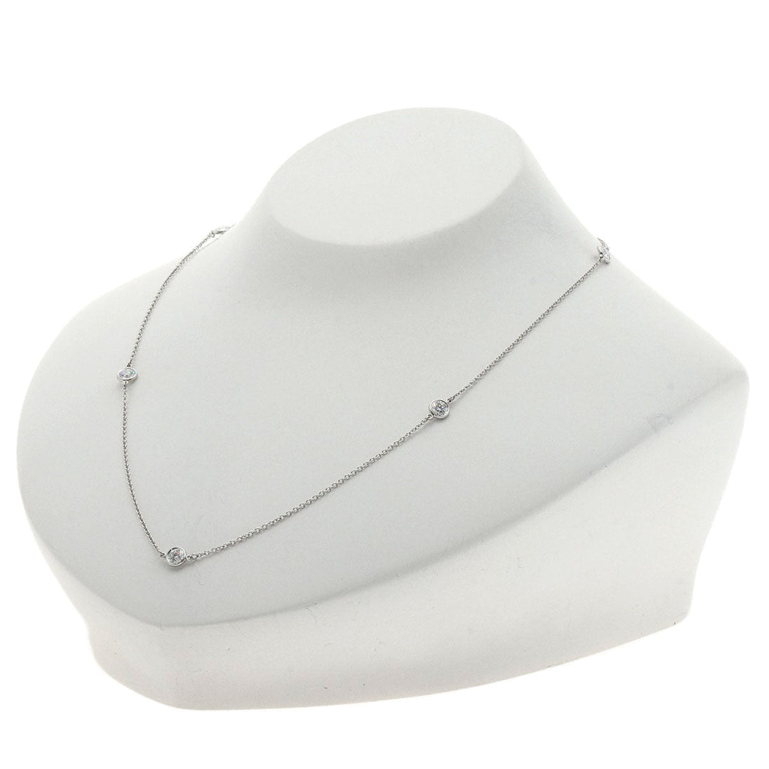 TIFFANY&Co. Necklace PT950 Silver By the Yard 5P Diamond