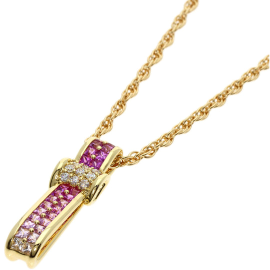 JUNE Necklace 18K Yellow Gold gold Pink sapphire diamond