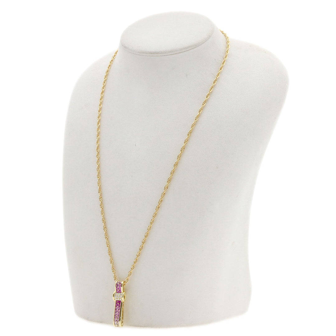 JUNE Necklace 18K Yellow Gold gold Pink sapphire diamond