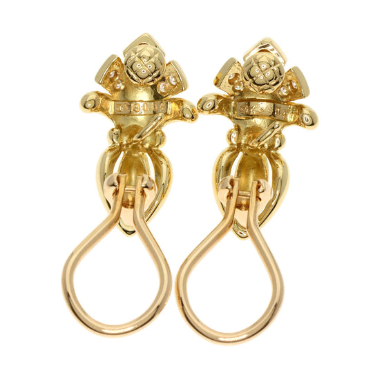 MIKIMOTO Earring 18K Yellow Gold gold Pearl Diamond Replacement TOP Set Women Used Authentic