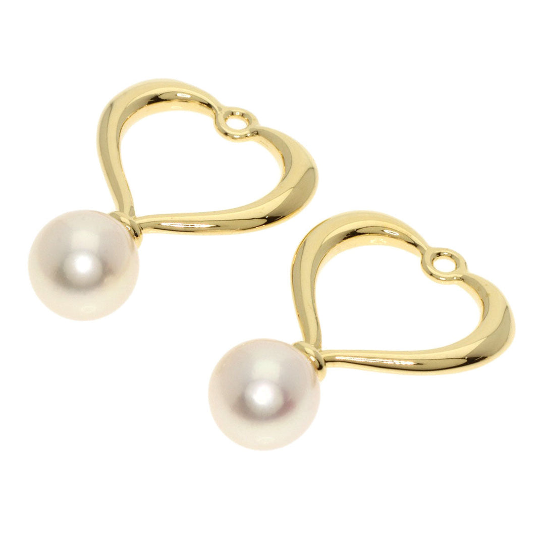 MIKIMOTO Earring 18K Yellow Gold gold Pearl Diamond Replacement TOP Set Women Used Authentic