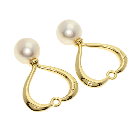 MIKIMOTO Earring 18K Yellow Gold gold Pearl Diamond Replacement TOP Set Women Used Authentic