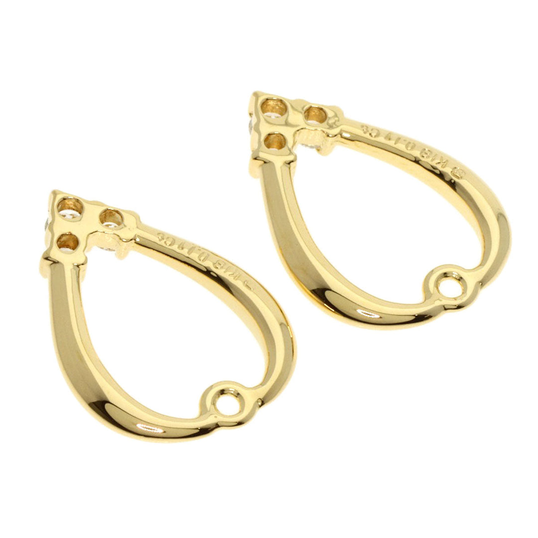 MIKIMOTO Earring 18K Yellow Gold gold Pearl Diamond Replacement TOP Set Women Used Authentic