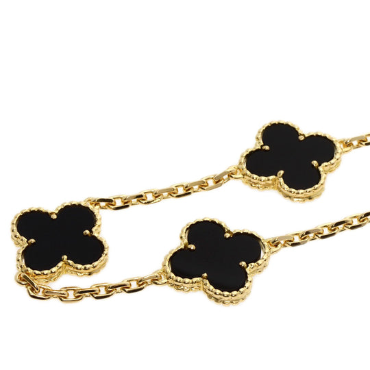 Van Cleef & Arpels bracelet 18K Yellow Gold gold Vintage Alhambra 5P Onyx Women Used Authentic