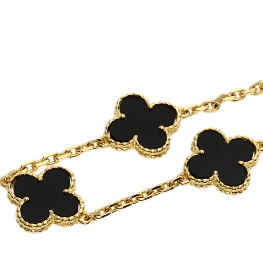 Van Cleef & Arpels bracelet 18K Yellow Gold gold Vintage Alhambra 5P Onyx Women Used Authentic