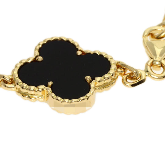 Van Cleef & Arpels bracelet 18K Yellow Gold gold Vintage Alhambra 5P Onyx Women Used Authentic
