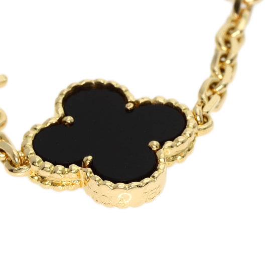 Van Cleef & Arpels bracelet 18K Yellow Gold gold Vintage Alhambra 5P Onyx Women Used Authentic