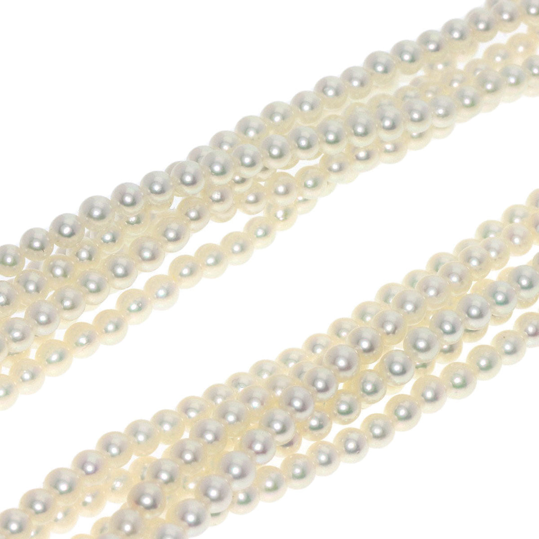 MIKIMOTO Necklace K14YG white Baby Pearl 6-Row Diamond Women Used Authentic