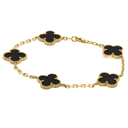 Van Cleef & Arpels bracelet 18K Yellow Gold gold Vintage Alhambra Onyx Women Used Authentic