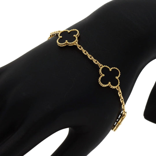 Van Cleef & Arpels bracelet 18K Yellow Gold gold Vintage Alhambra Onyx Women Used Authentic