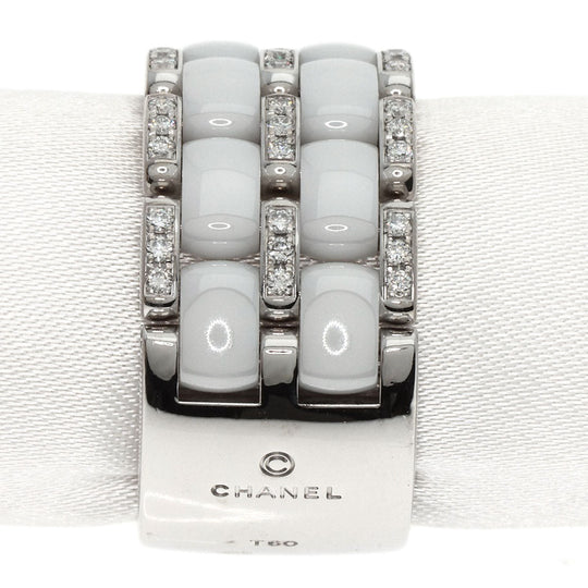 CHANEL Ring K18WG Silver Ultra Ring Large Diamond #60 Women Used Authentic