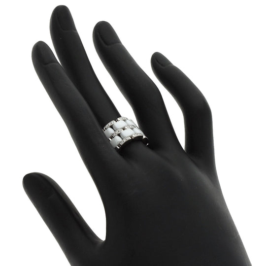CHANEL Ring K18WG Silver Ultra Ring Large Diamond #60 Women Used Authentic